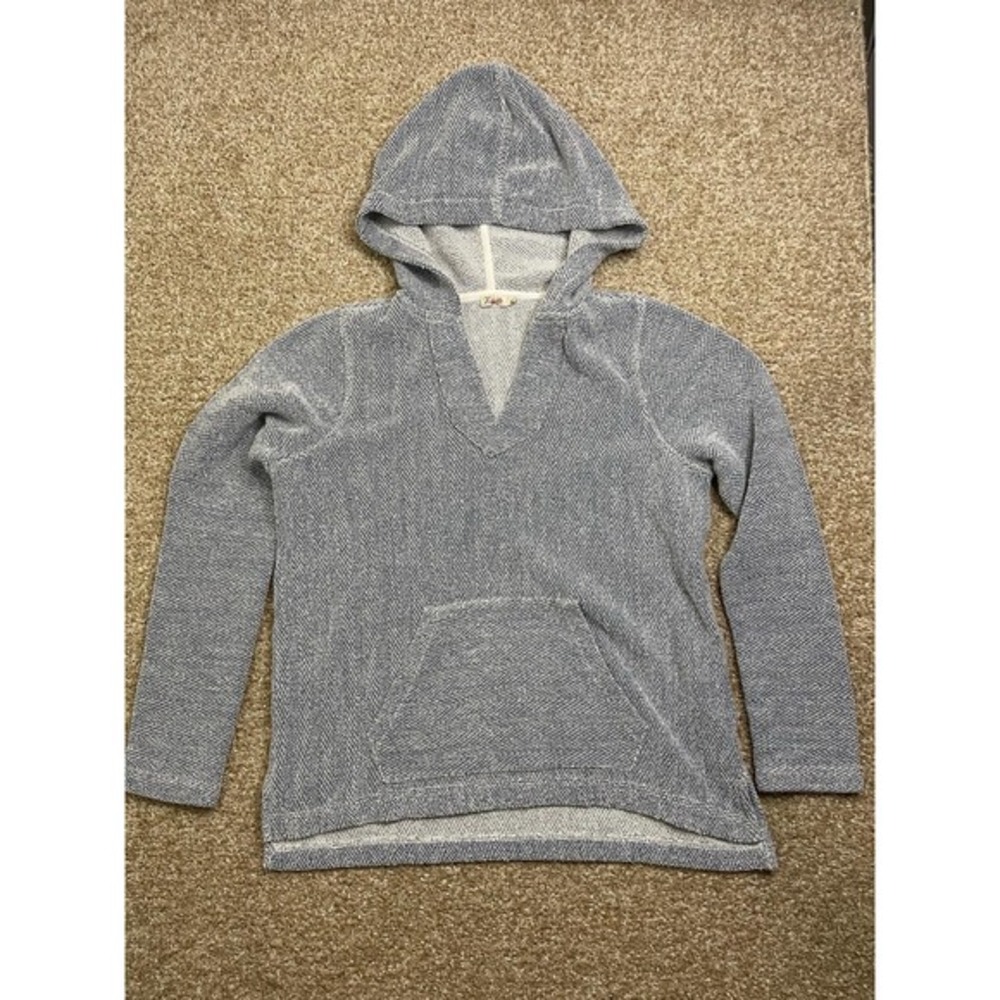 Faherty Hoodie Womens‎ Size M Blue White Terry Pullover